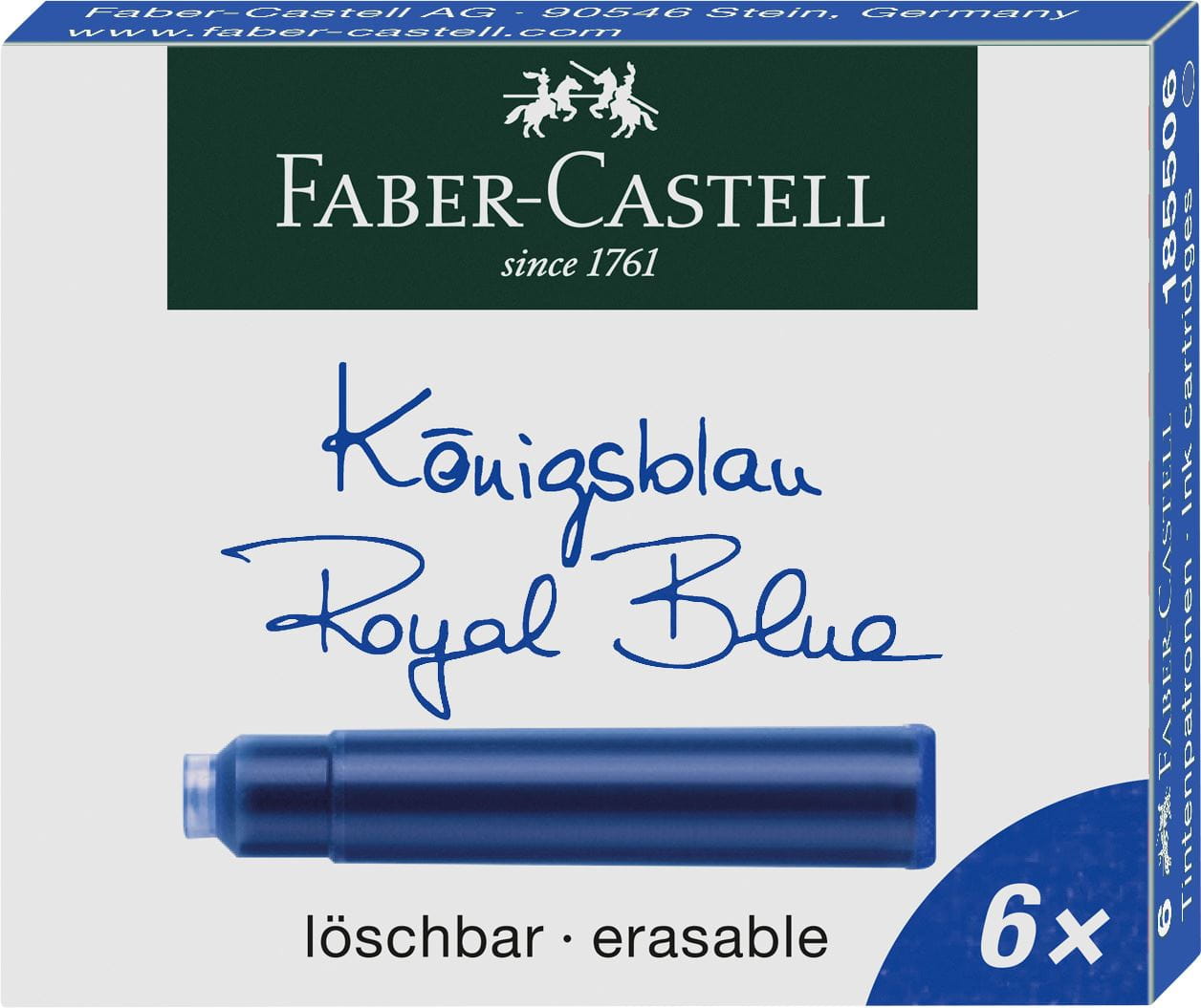 Faber-Castell - 6 cartouches d'encre bleu