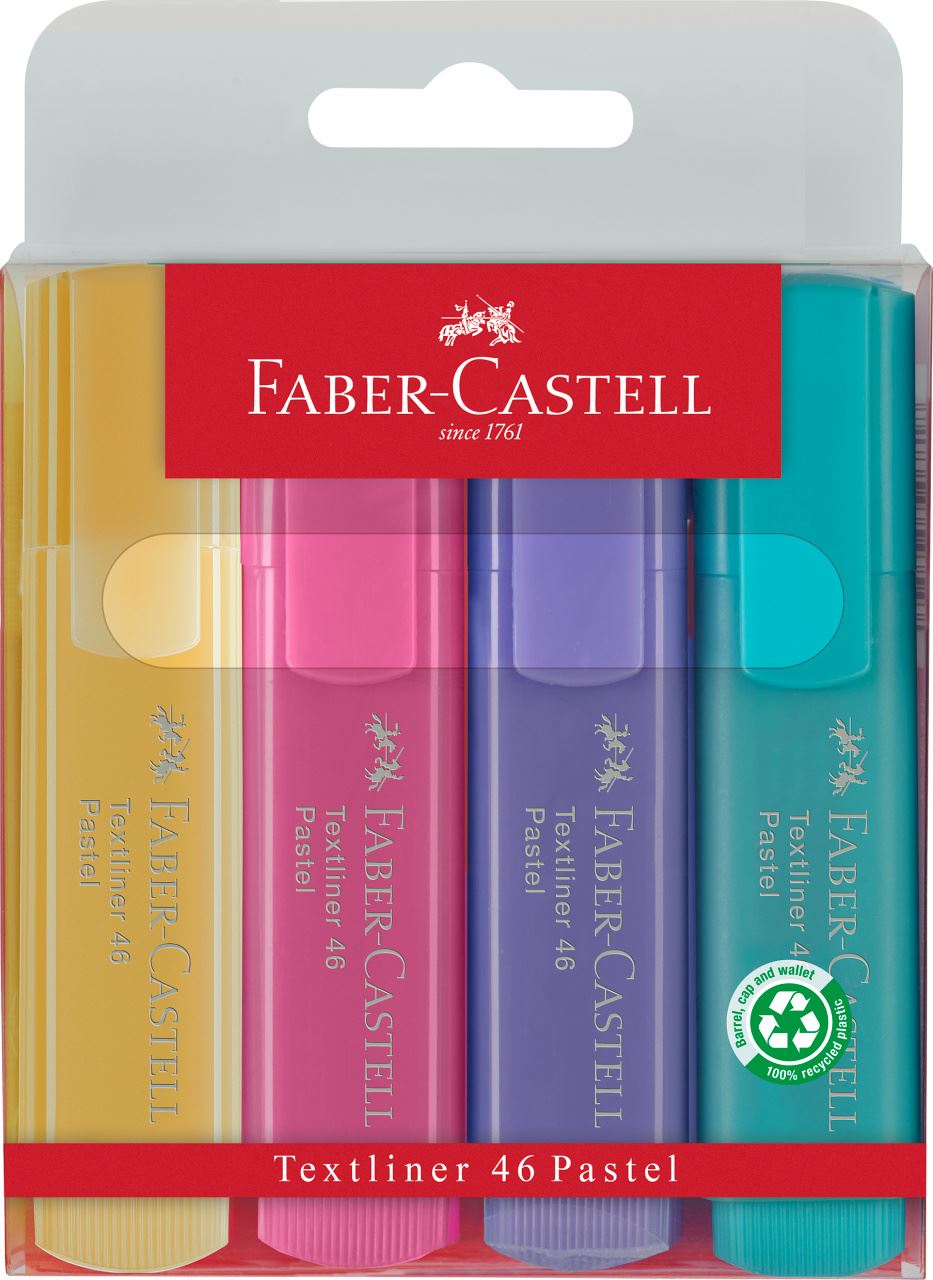 Faber-Castell - Textliner 46 Pastel étui de 4