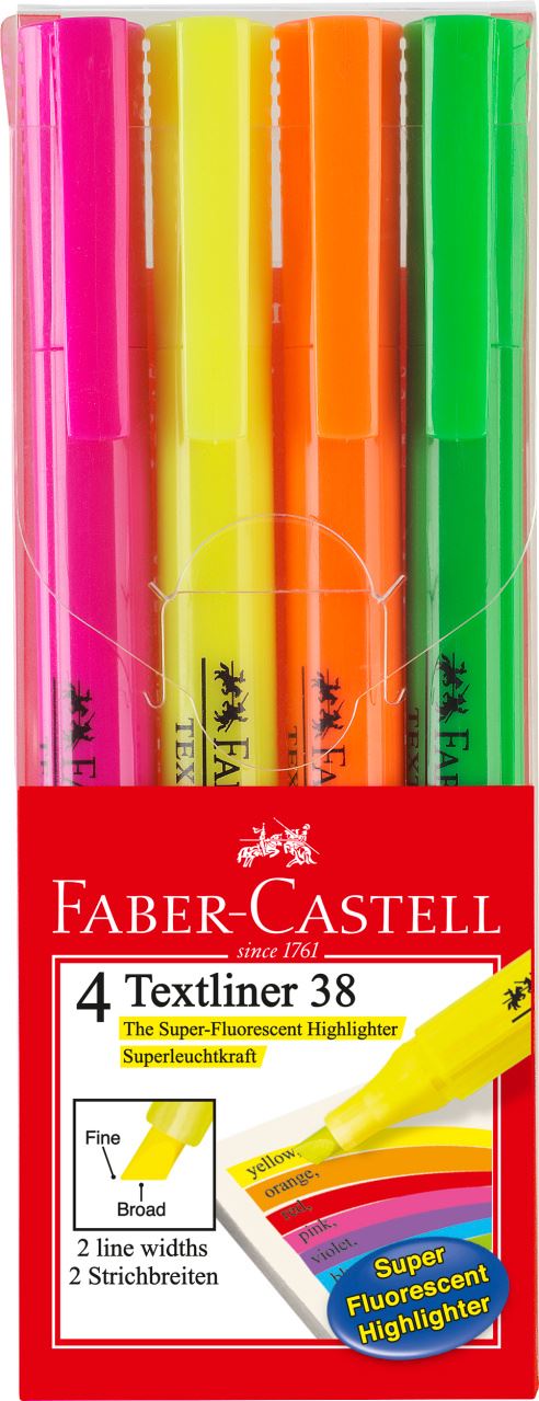 Faber-Castell - Surligneur Textliner 38 étui de 4